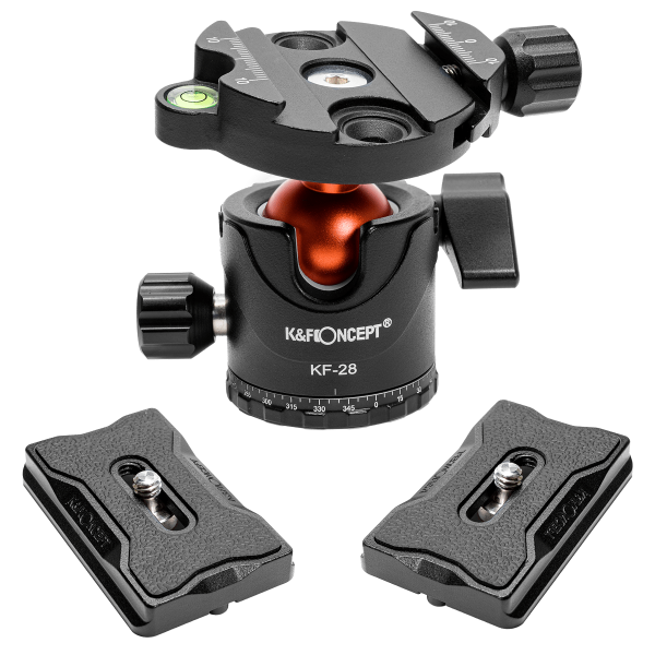 K&F 28mm Ball Head with 10kg Load Capacity and Two Quick Release Plates | KF31.023