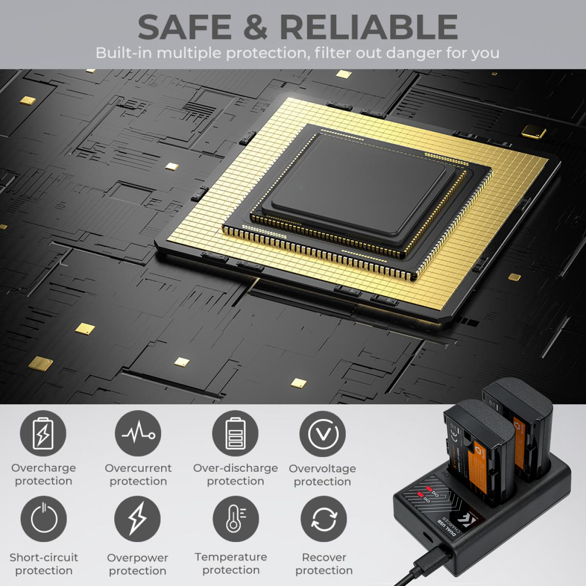 K&F Canon LP-E6NH Battery Kit - 2 Batteries and Dual Charger | KF28.0021 - Image 4