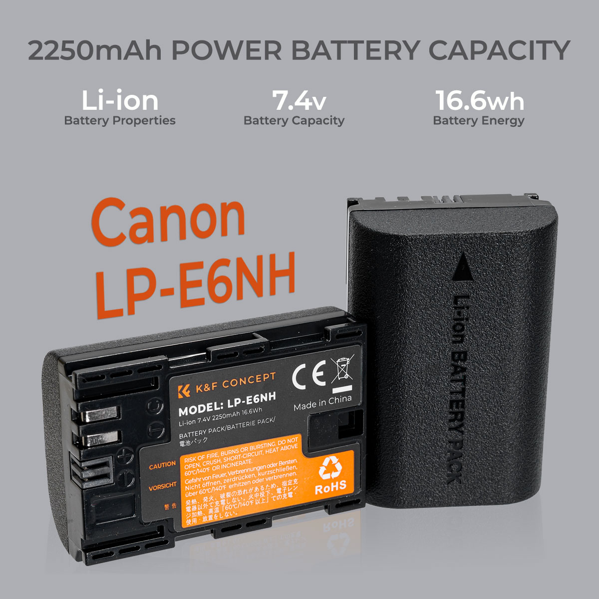 K&F Canon LP-E6NH Battery Kit - 2 Batteries and Dual Charger | KF28.0021 - Image 2