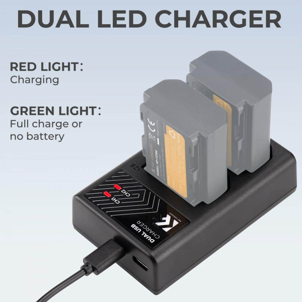 K&F Dual Charger for Sony NP-FZ100 batteries | KF28.0010 - Image 3