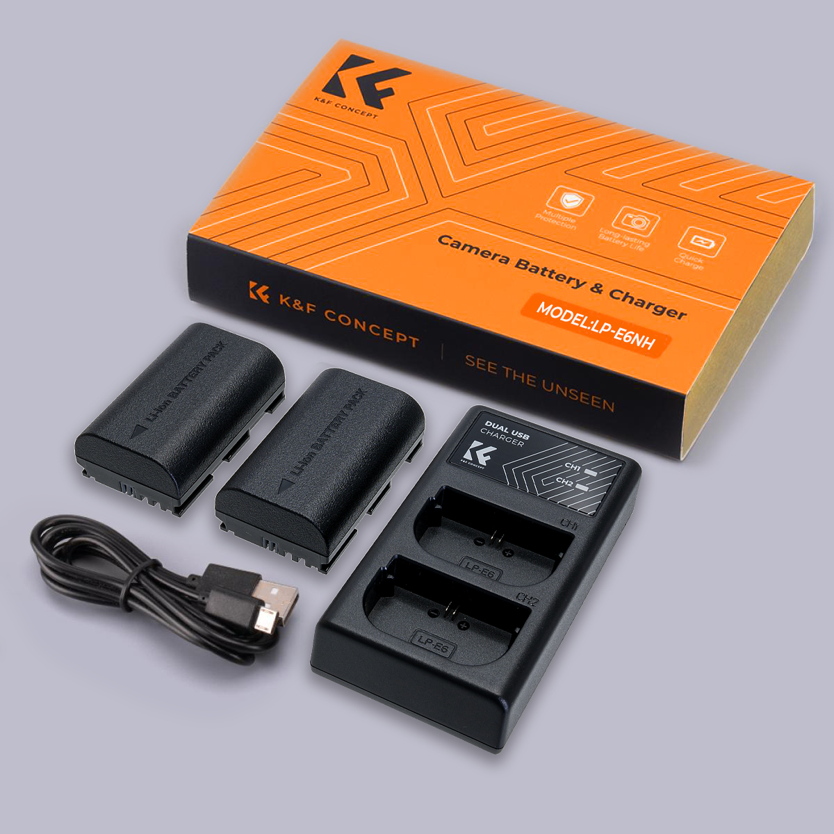 K&F Canon LP-E6NH Battery Kit - 2 Batteries and Dual Charger | KF28.0021 - Image 5