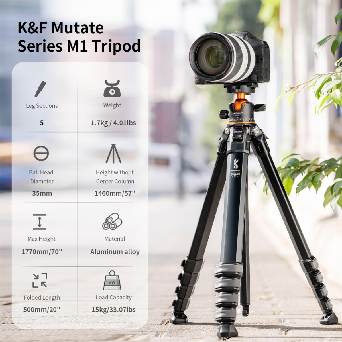 K&F Pro-Traveller Photography Tripod Kit with 35mm Ball Head | KF09.105 - Image 4
