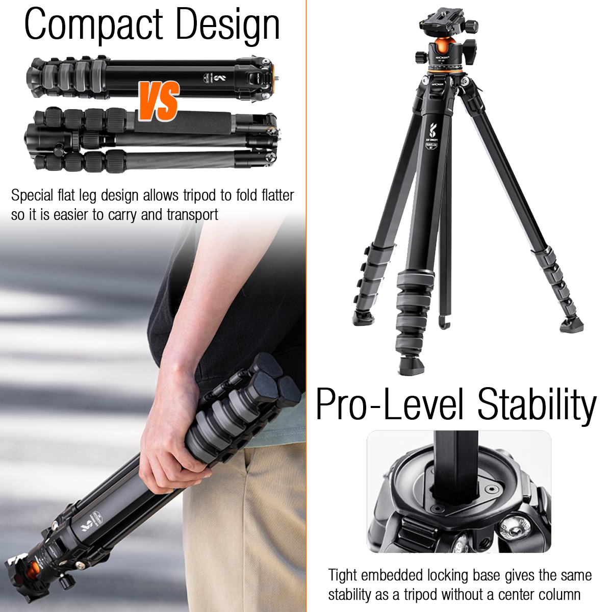 K&F Pro-Traveller Photography Tripod Kit with 35mm Ball Head | KF09.105 - Image 2