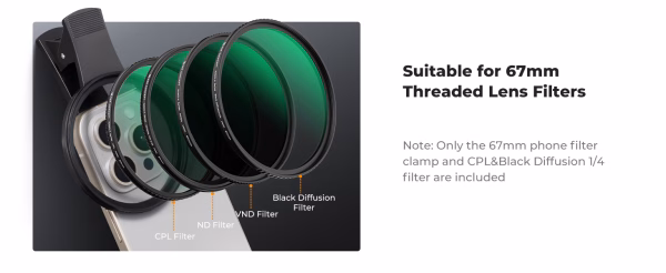 K&F Clip-On CPL and Black Mist Combo Filter for Mobile Phones | KF01.2900V2 - Image 9