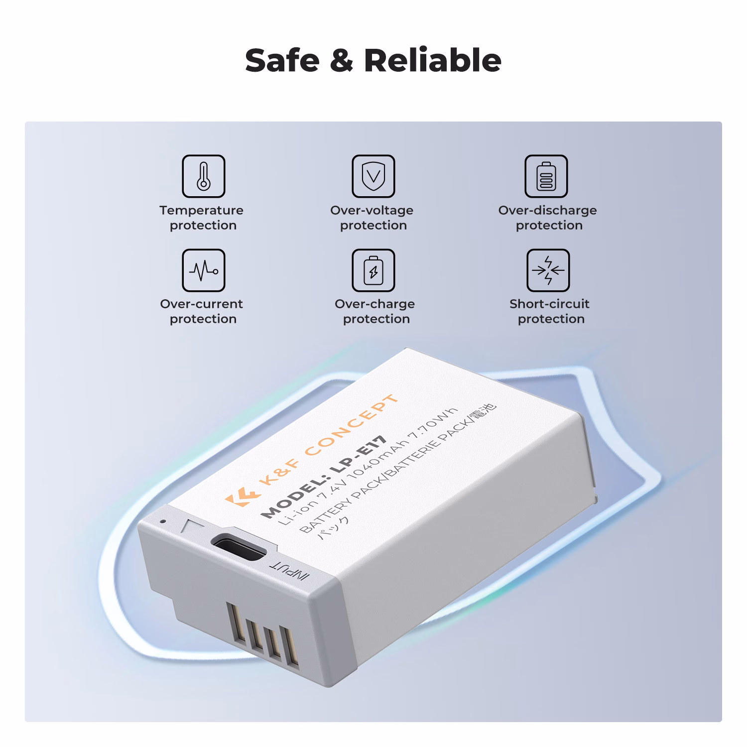 K&F 2 Pack Canon LP-E17 Compatible Batteries with USB-C Charging Port - Image 4