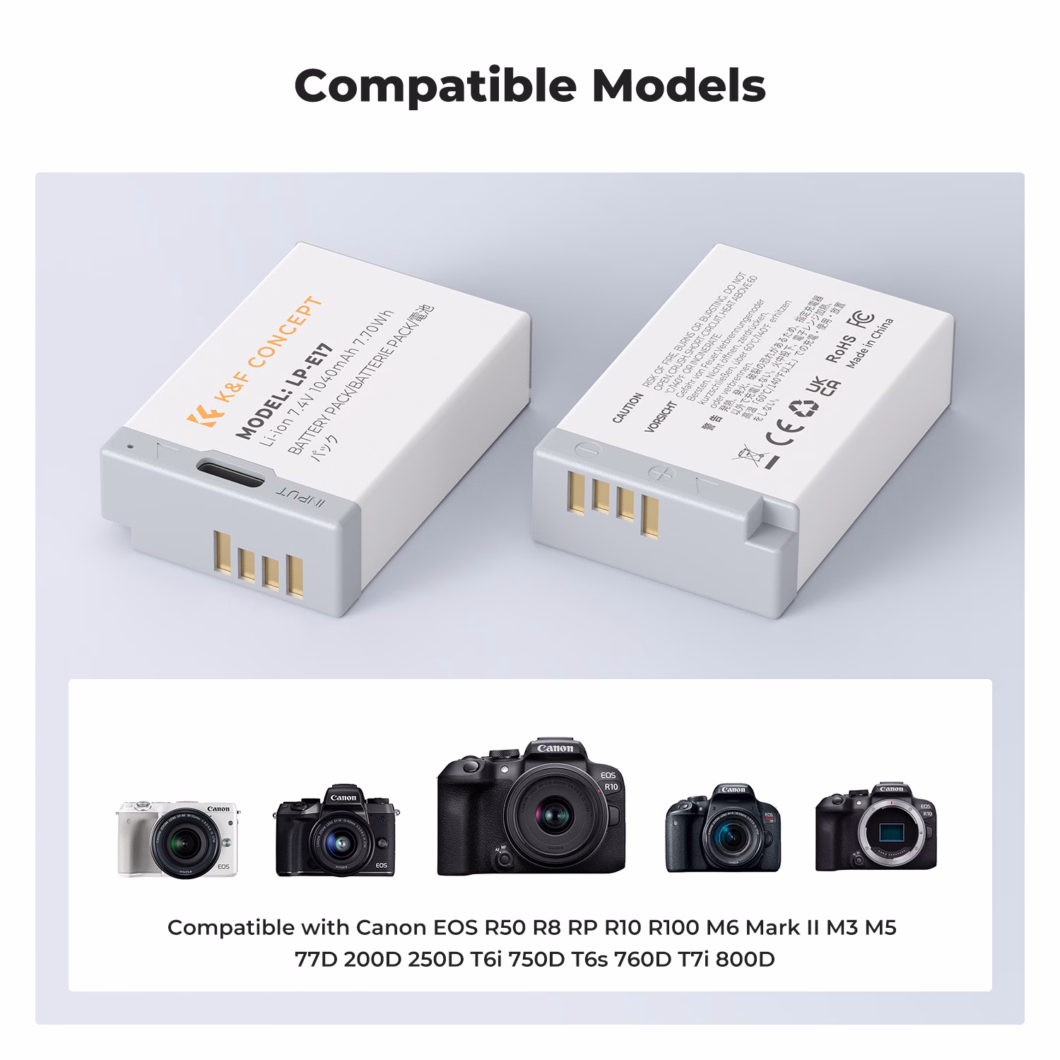 K&F 2 Pack Canon LP-E17 Compatible Batteries with USB-C Charging Port - Image 3