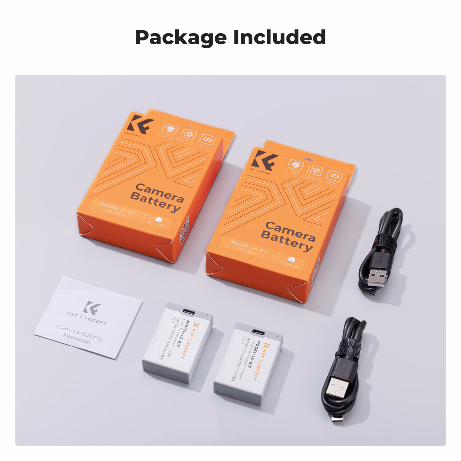 K&F 2 Pack Canon LP-E17 Compatible Batteries with USB-C Charging Port - Image 7