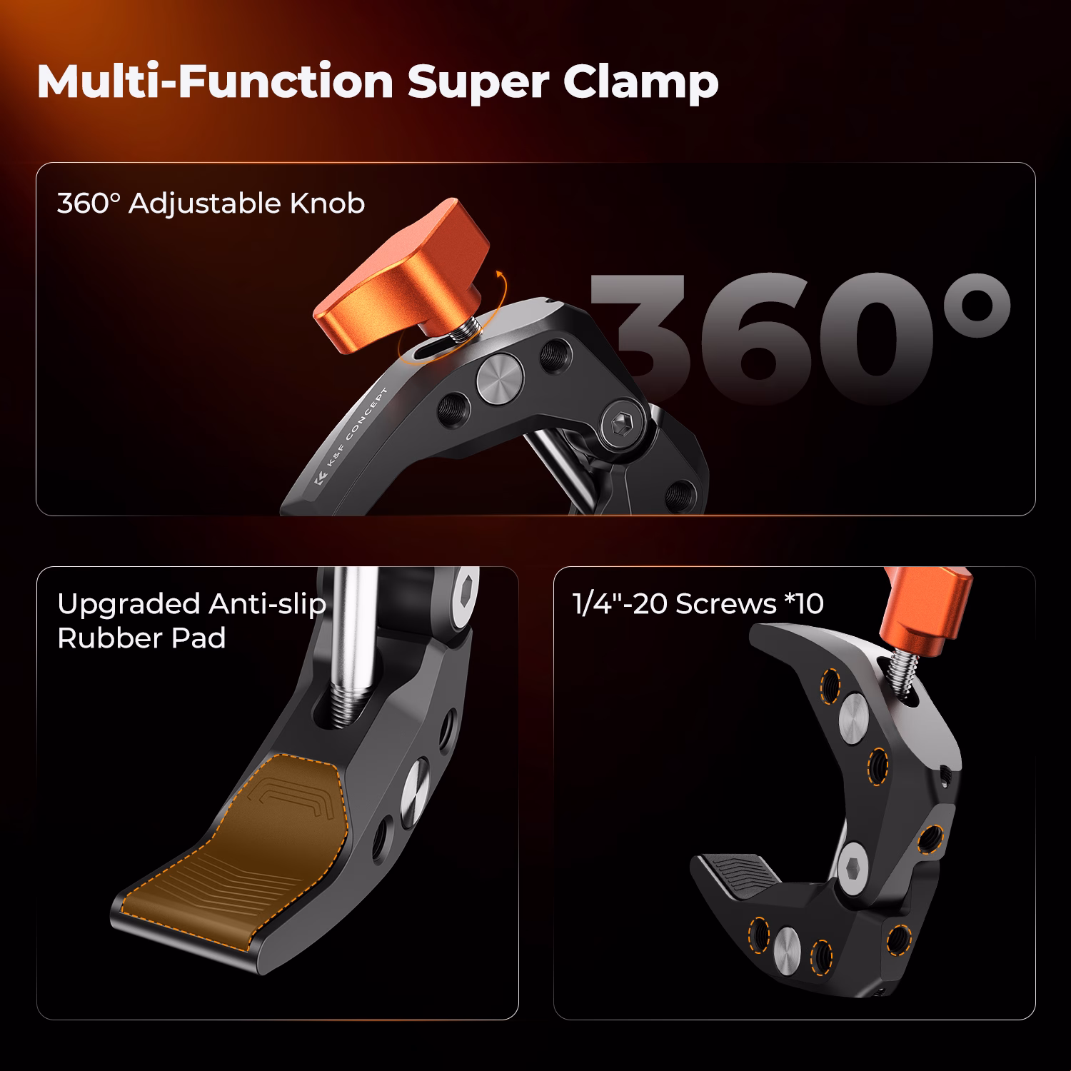 K&F 2 Pack Mini Super Clamp Ms15 with a Jaw Opening of 60mm | KF31.081S1 - Image 3