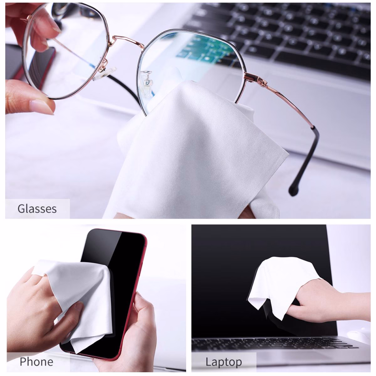 K&F 3 Pack of Microfiber Cleaning Cloths measuring 15×15cm | SKU.1683 - Image 2