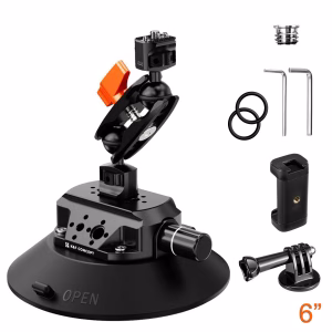 K&F 6" Suction Mount with Magic Arm, Phone and Action Cam Mount | KF31.136