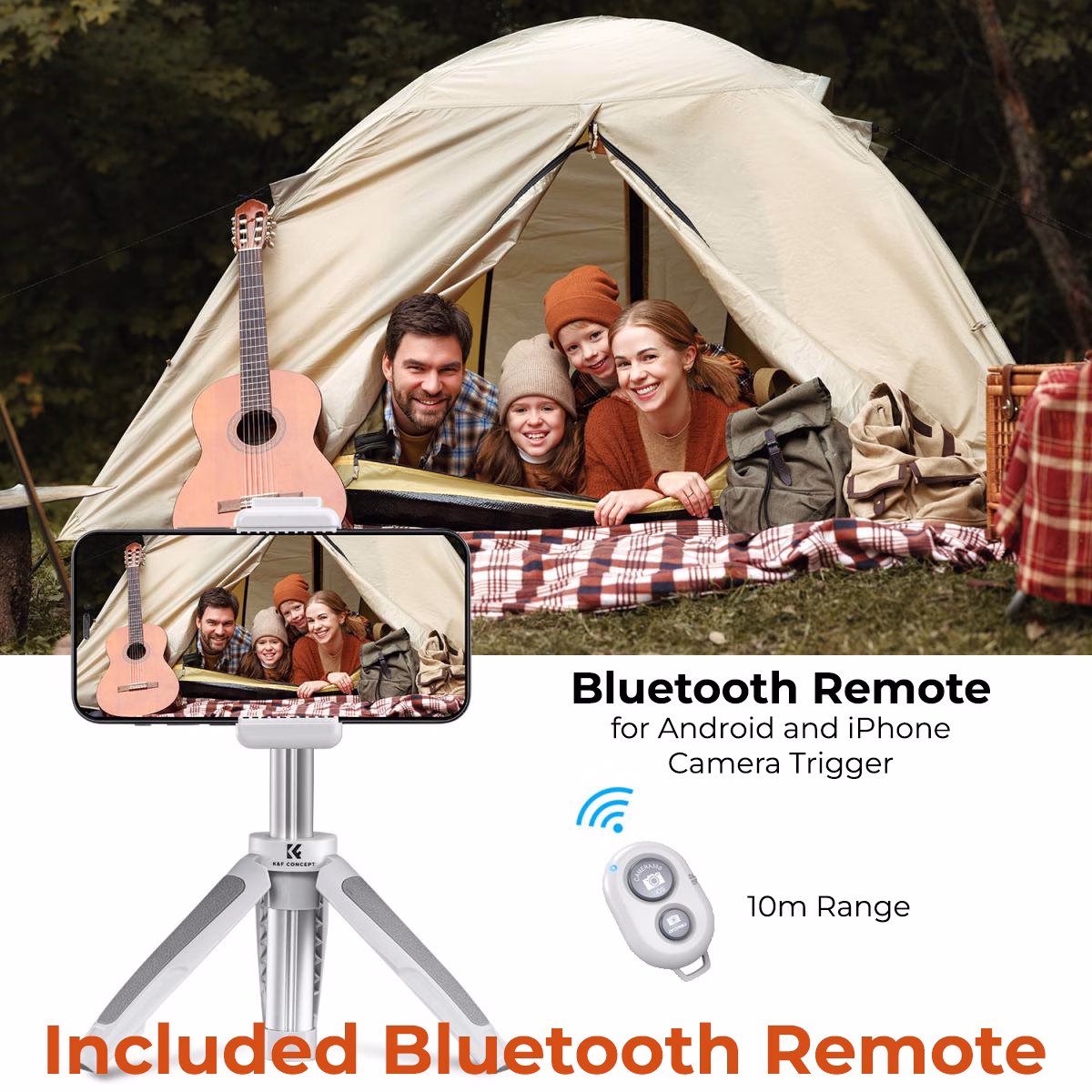 K&F Desktop Tripod (Grey) with Extension Column and Remote | KF09.128V2 - Image 4