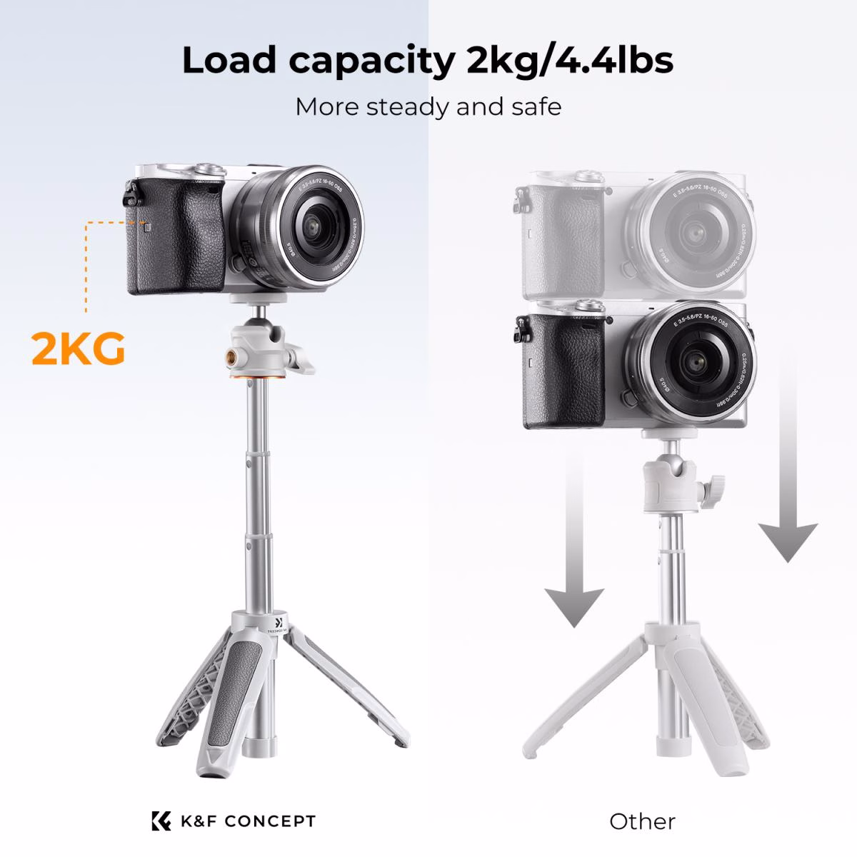 K&F Desktop Tripod (Grey) with Extension Column and Remote | KF09.128V2 - Image 8