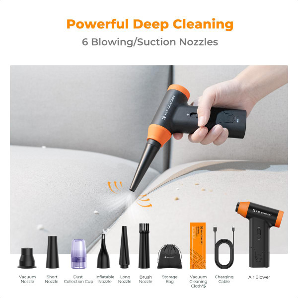 K&F Electric Air Blower and Vacuum with 6 Cleaning Nozzles | SKU.2318 - Image 2
