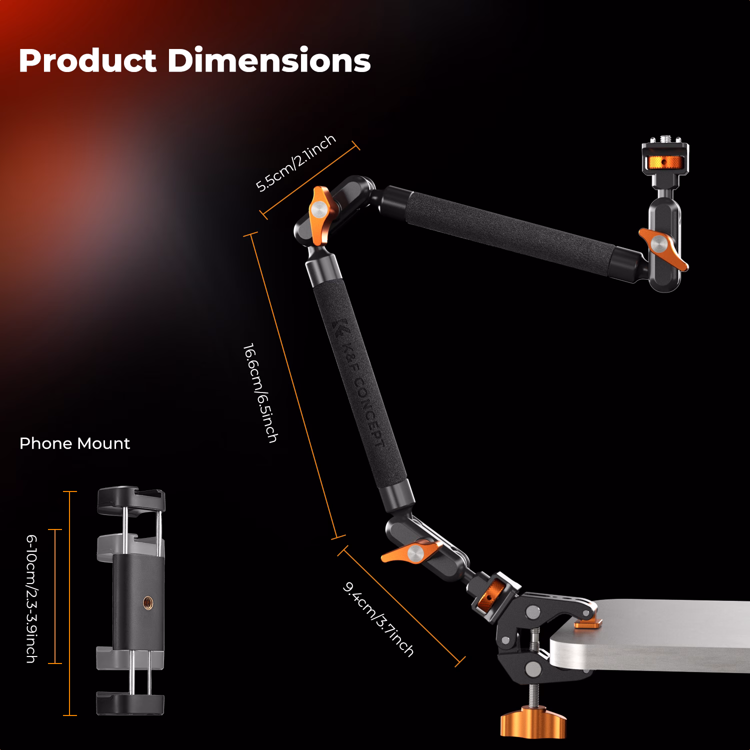 K&F Magic Arm 22 Inch with Super Crab Clamp and Accessories | KF31.201 - Image 3