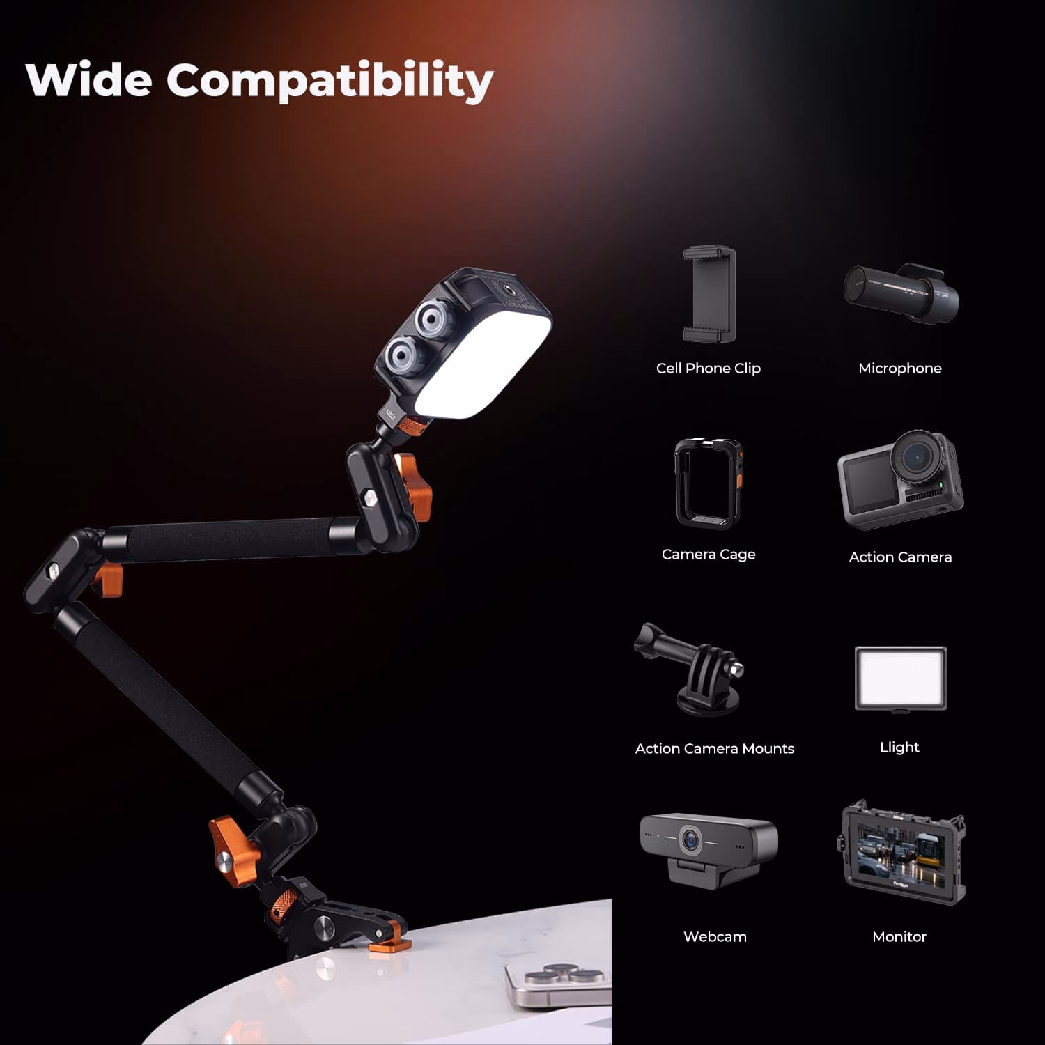 K&F Magic Arm 22 Inch with Super Crab Clamp and Accessories | KF31.201 - Image 2