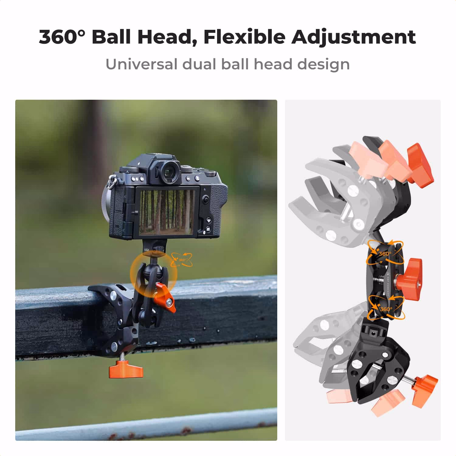 K&F Magic Arm Mini Grip with Dual Mini Super Clamp Heads | KF31.096 - Image 6