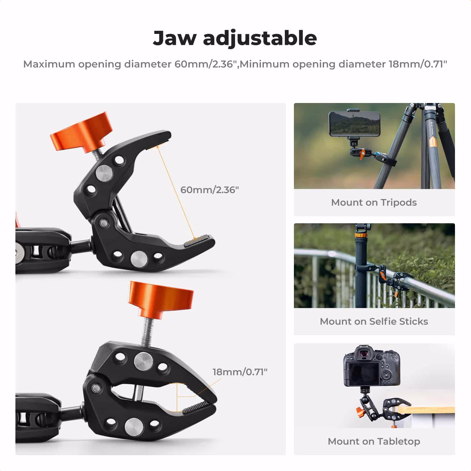 K&F Magic Arm Mini Grip with Dual Mini Super Clamp Heads | KF31.096 - Image 3