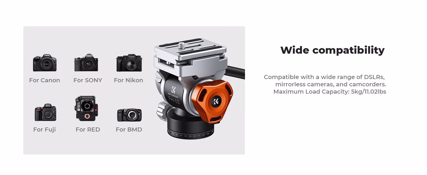 K&F Omni Fluid Video Tripod Head with a Max Load of 5kg | KF31.087 - Image 8
